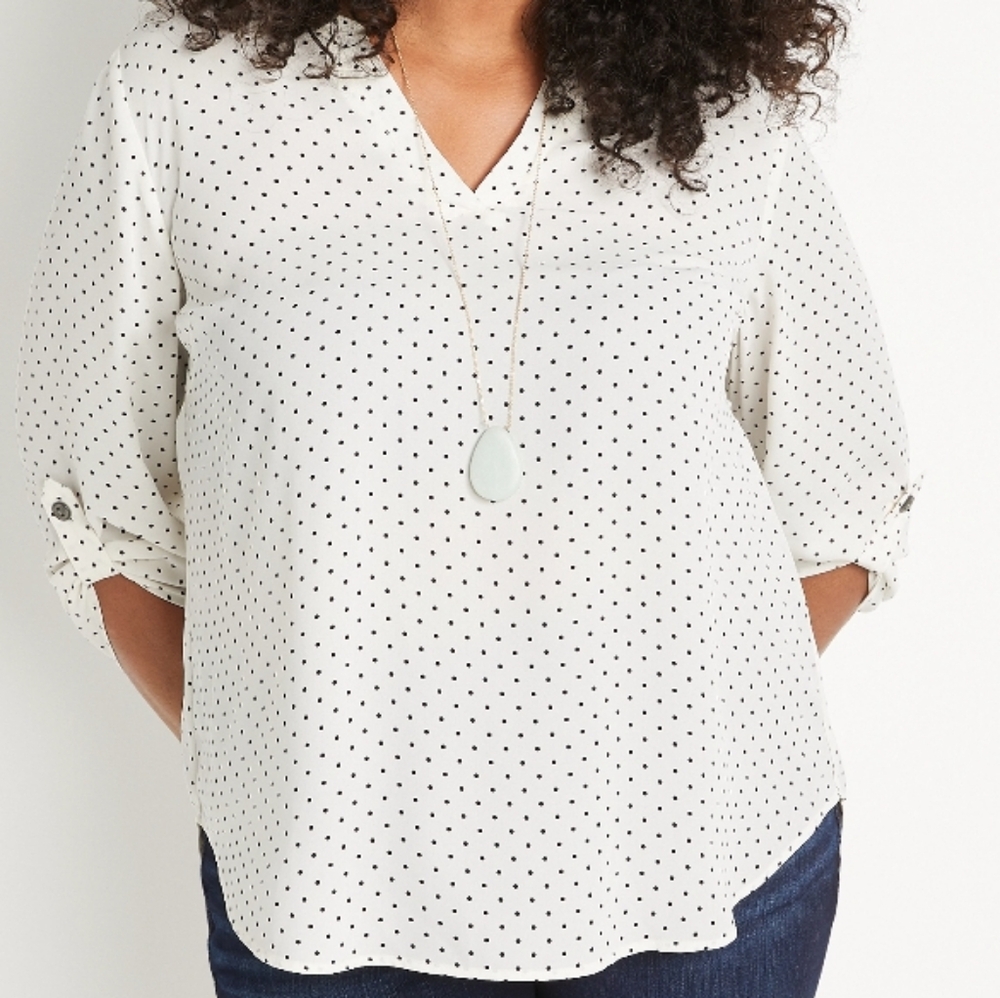 Misia button rolled quarter length sleeve blouse